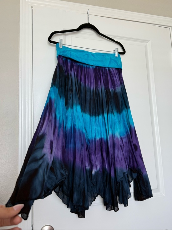 No brand Dresses & Skirts - vintage TieDye foldover Crinkle Handkerchief Hem Hippie Fairycore Skirt